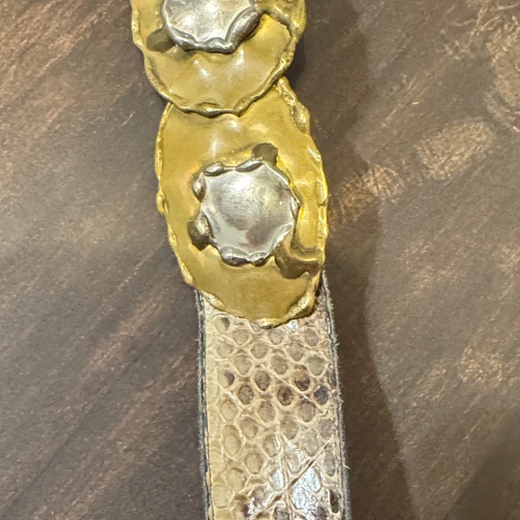 Accessories - Vintage Gold and Silver Belt with snake skin